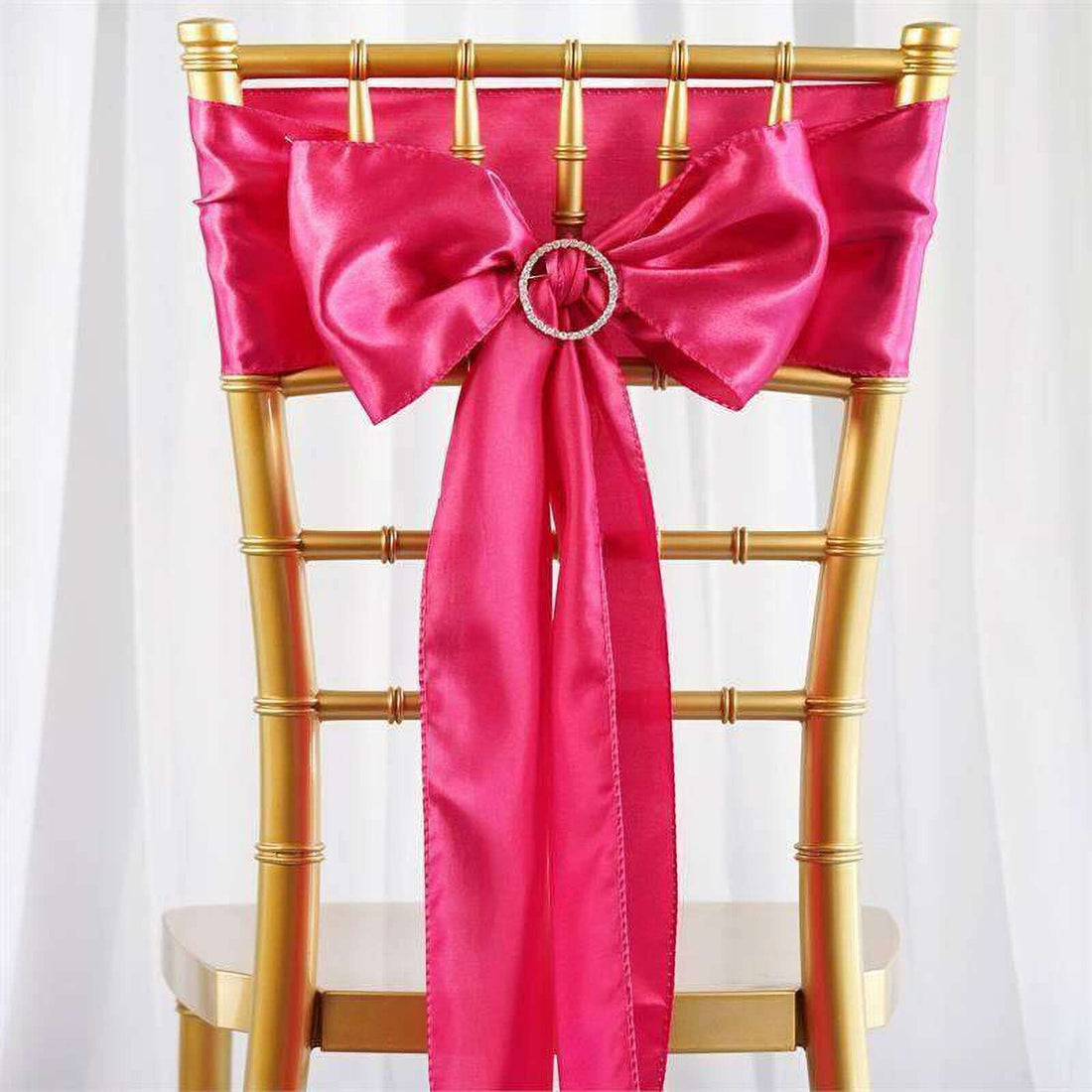 5 pack - 6"x106" Fuchsia Satin Chair Sashes