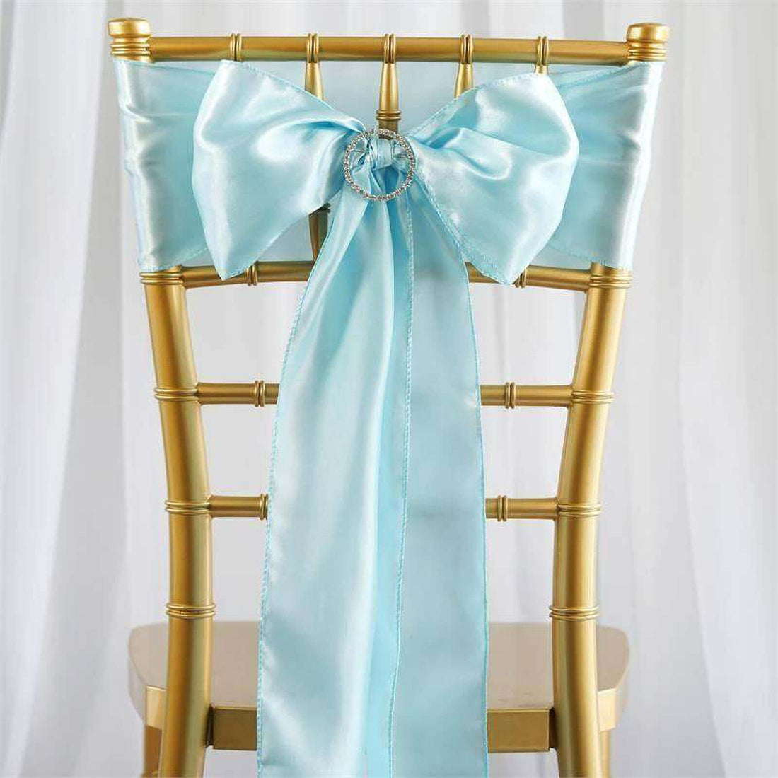 5 pack - 6"x106" Light Blue Satin Chair Sashes