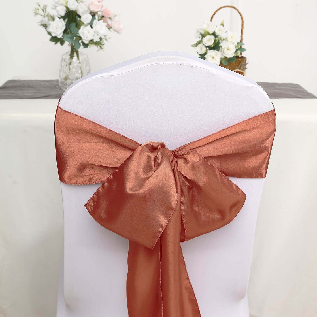 5 Pack Terracotta (Rust) Satin Chair Sashes