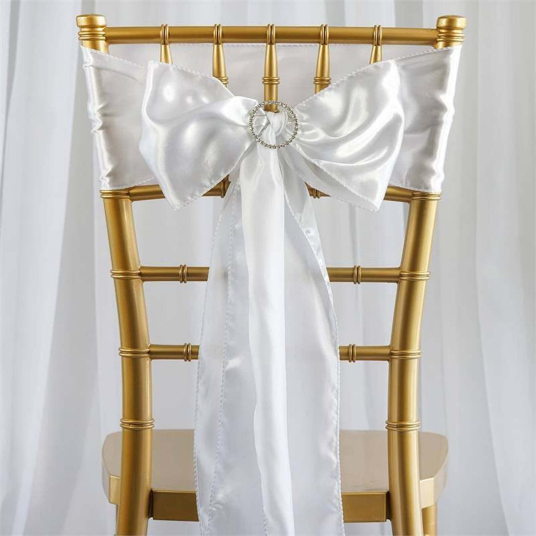 5 pack - 6"x106" White Satin Chair Sashes