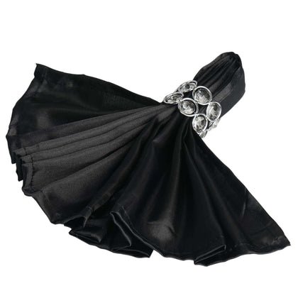 5 Pack Satin Napkins 20"x20" Black - Soft and Luxurious Reusable Cloth Napkins for Weddings & Banquets