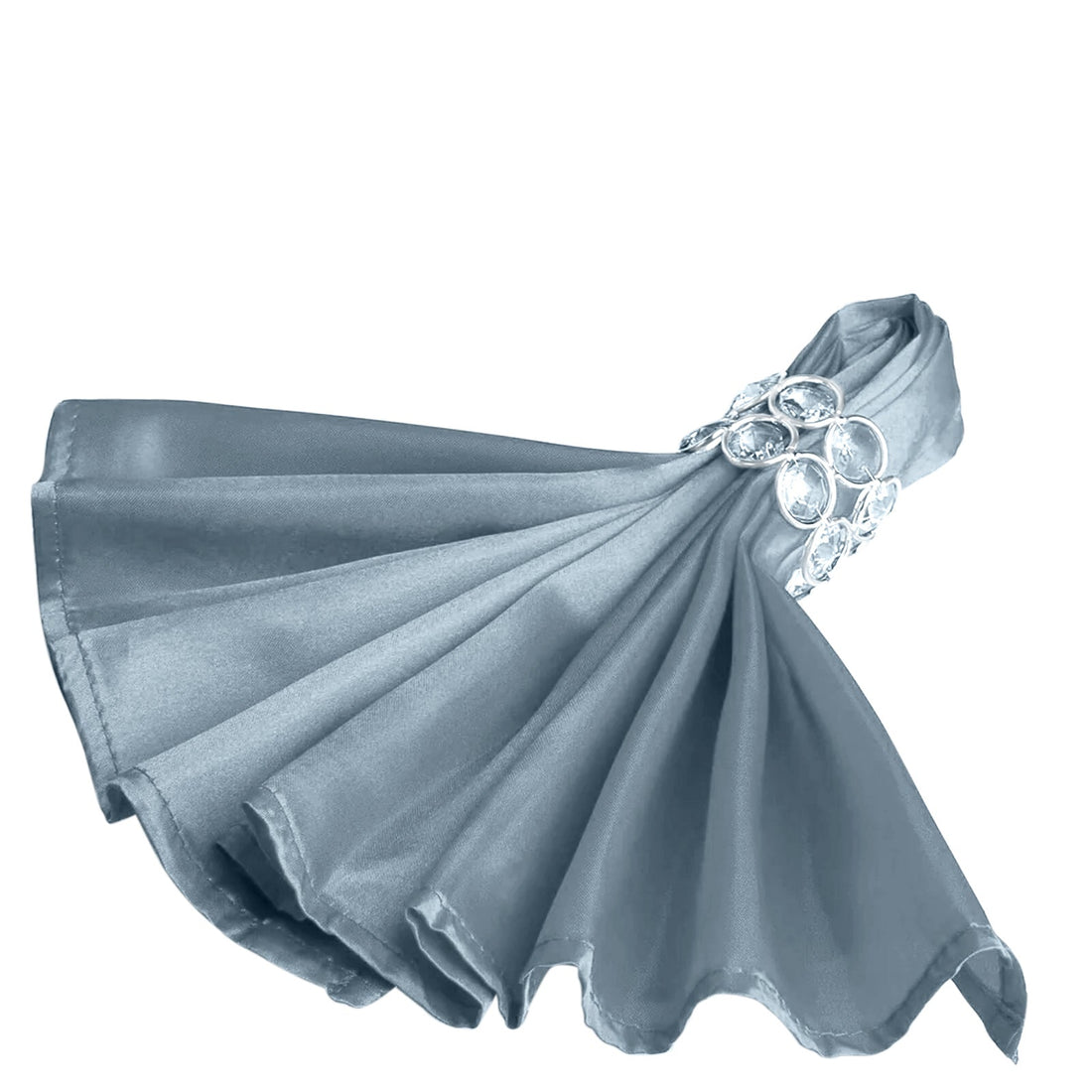 5 Pack Satin Napkins 20"x20" Dusty Blue -Soft Reusable Cloth Napkins