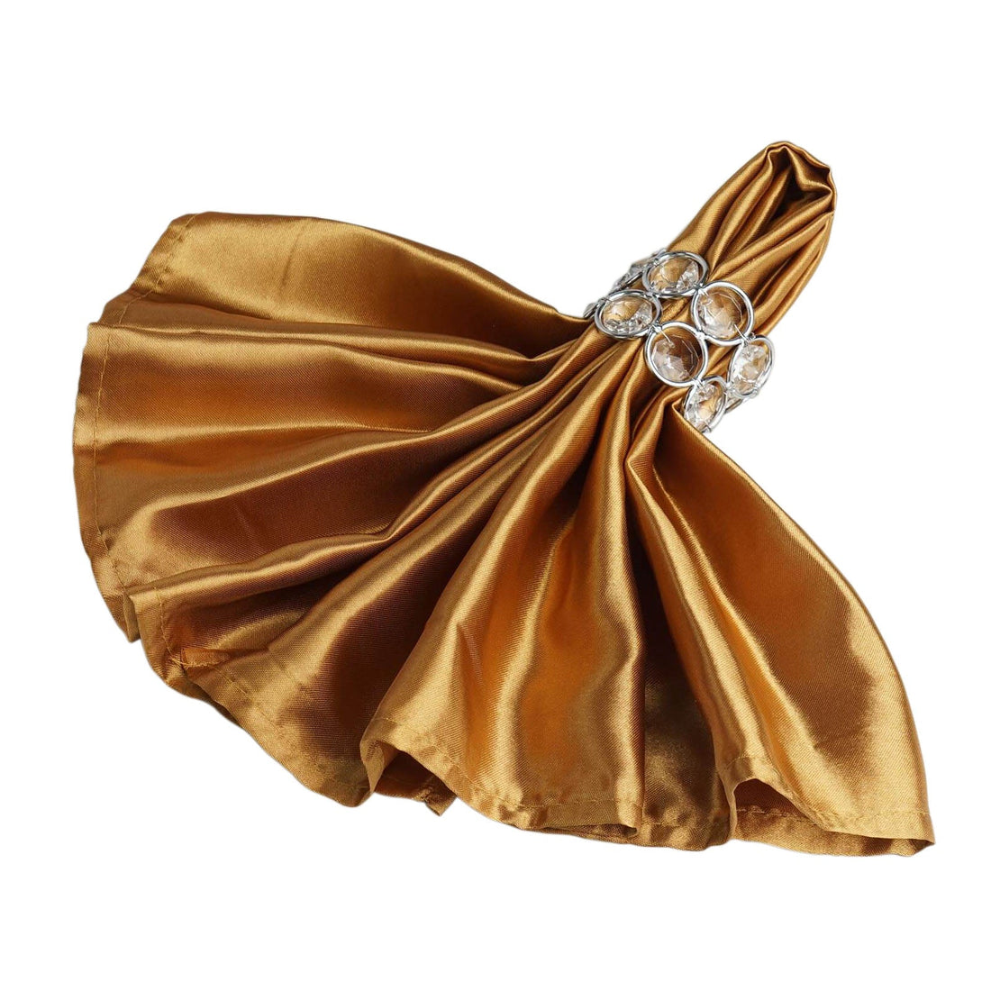 5 Pack Satin Napkins 20"x20" Gold - Soft and Luxurious Reusable Cloth Napkins for Weddings & Banquets