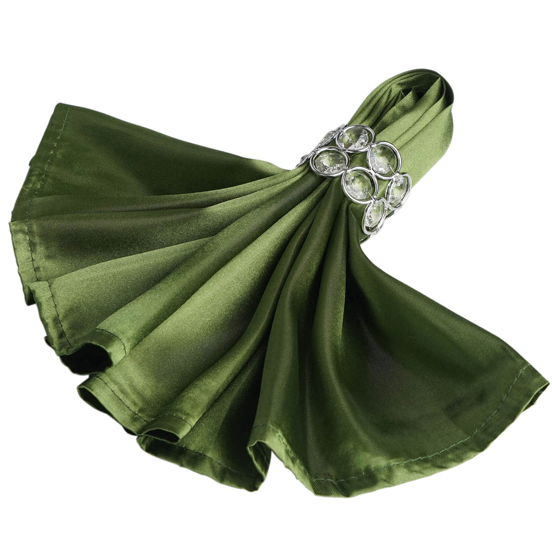 5 Pack Satin Napkins 20"x20" Olive Green - Soft Reusable Cloth Napkins