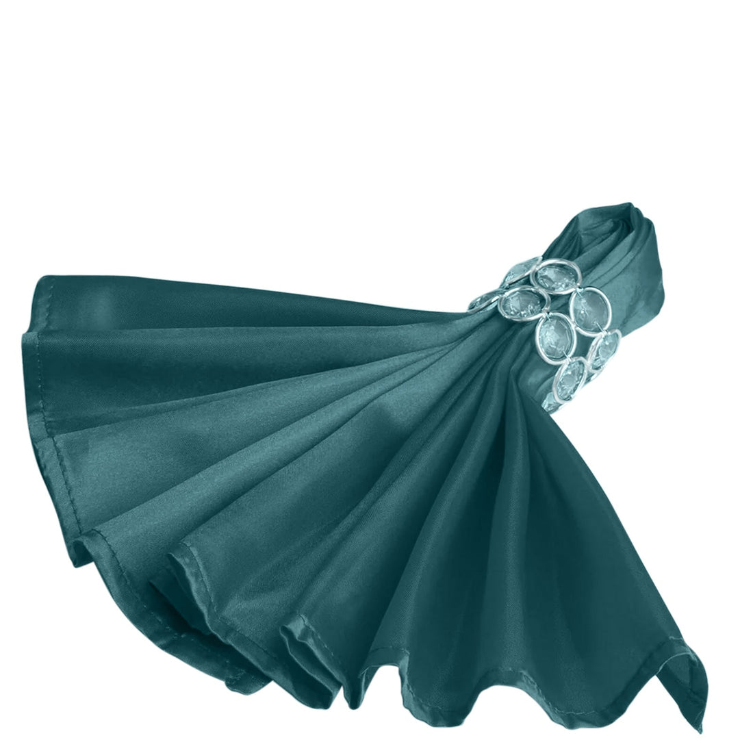 5 Pack Satin Napkins 20"x20" Peacock Teal - Soft Reusable Cloth Napkins