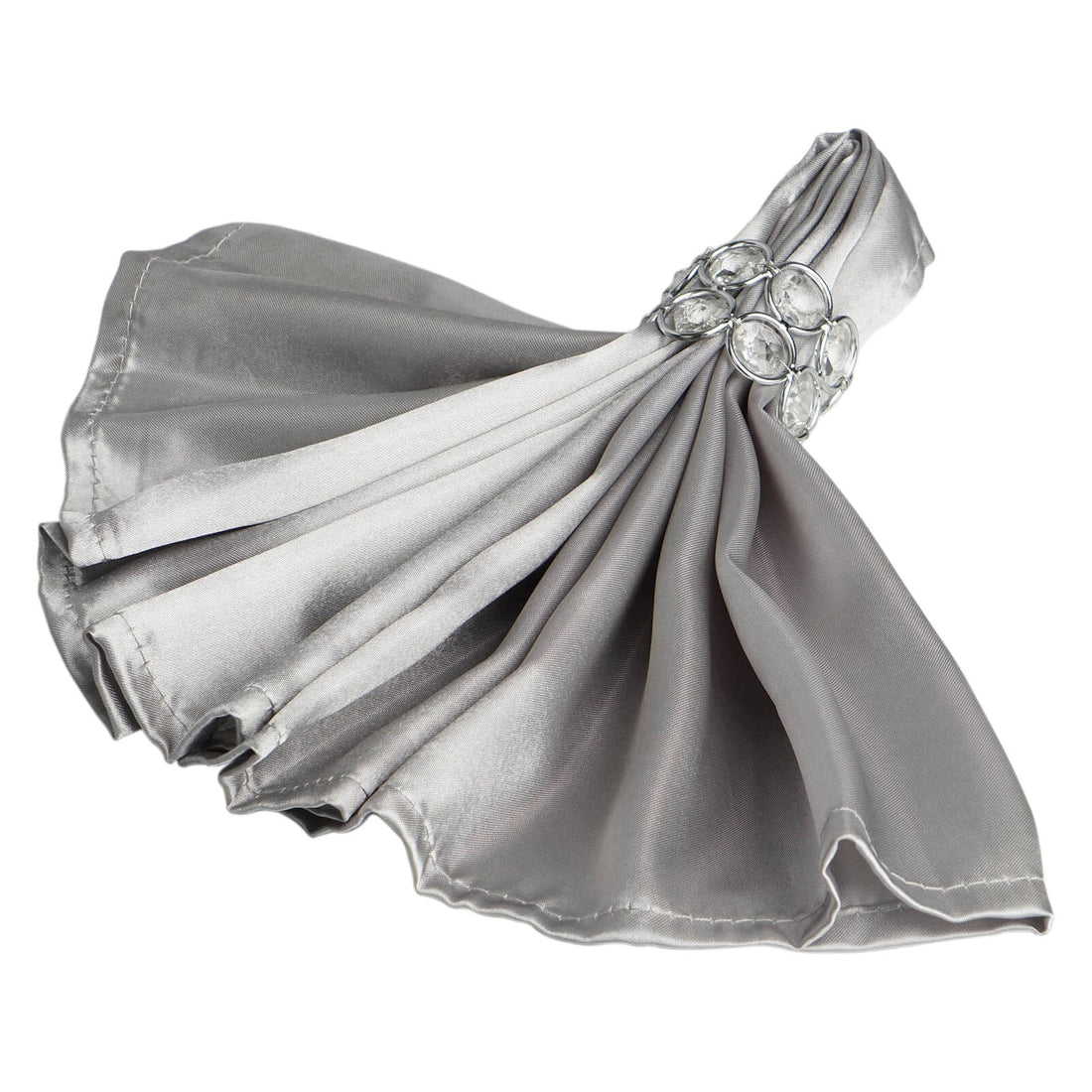 5 Pack Satin Napkins 20"x20" Silver - Soft Reusable Cloth Napkins