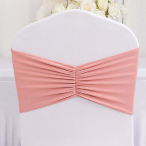 5 Pack Spandex Chair Sashes 8"x13" Dusty Rose Ruffled Style - Wide Wrinkle-Free Stretch Chair Bands