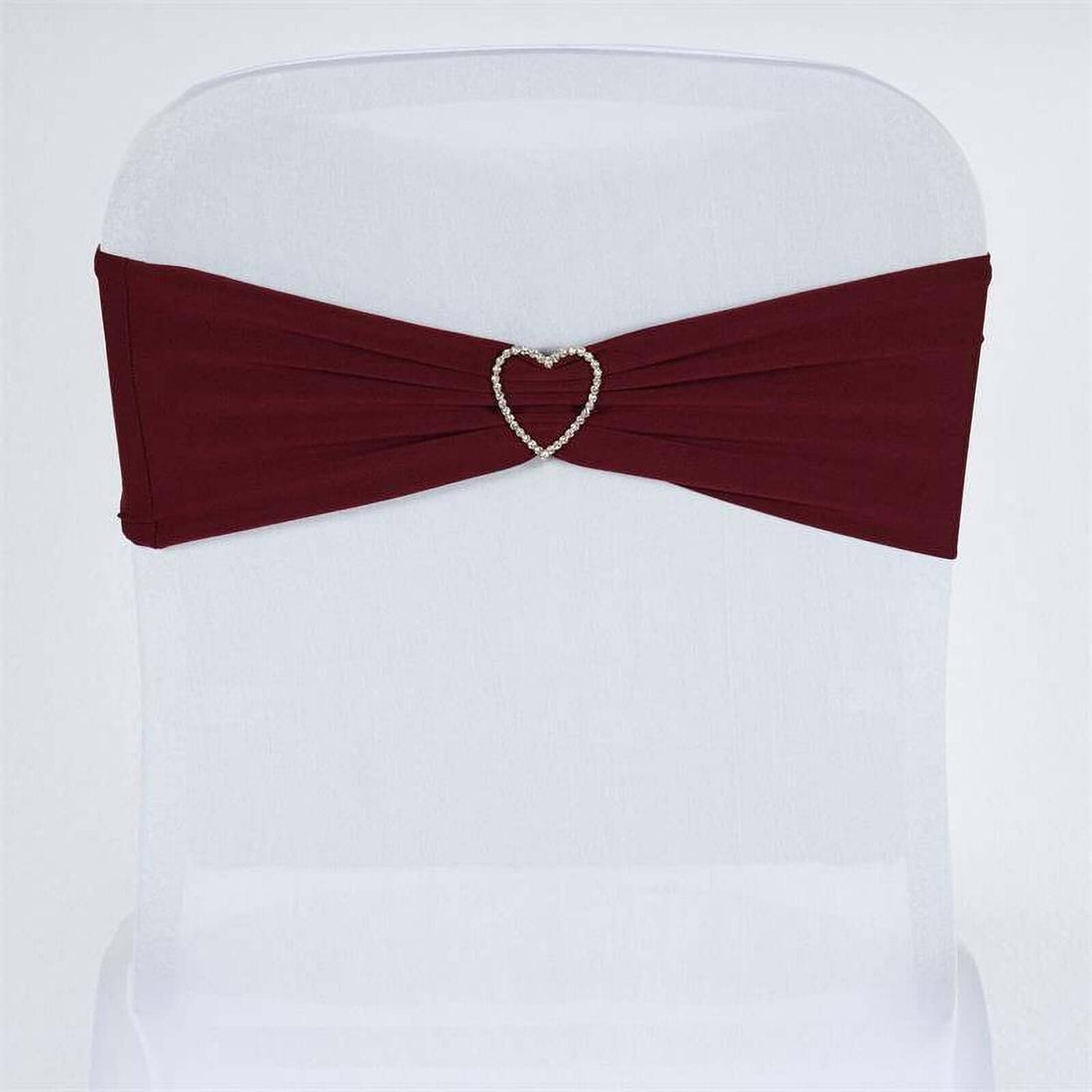 5 Pack Burgundy Spandex Stretch Chair Sashes Bands Heavy Duty with Two Ply Spandex - 5x12inch