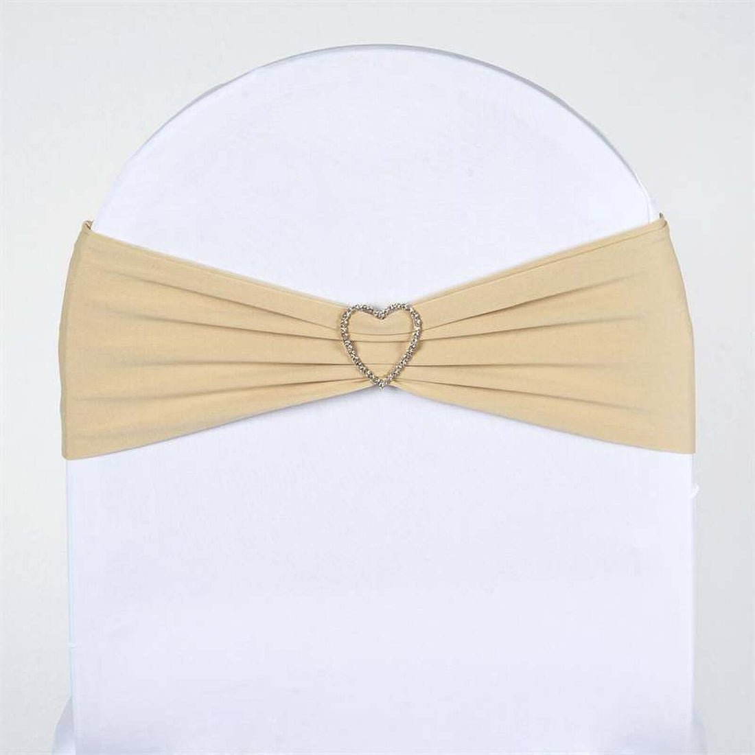 5 Pack Champagne Spandex Stretch Chair Sashes Bands Heavy Duty with Two Ply Spandex - 5x12inch