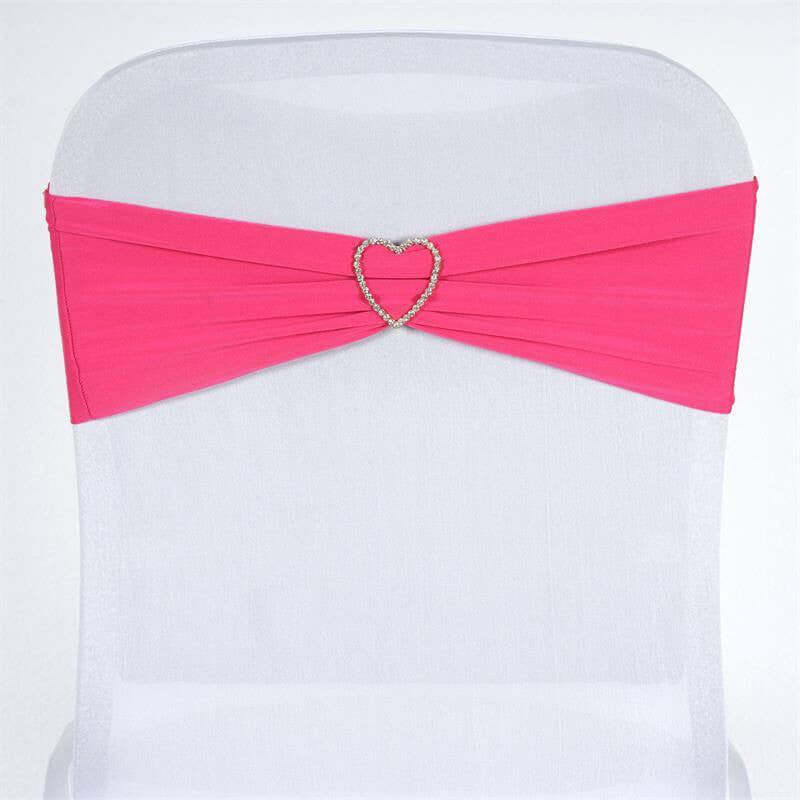 5 Pack Fuchsia Spandex Stretch Chair Sashes Bands Heavy Duty with Two Ply Spandex - 5x12inch