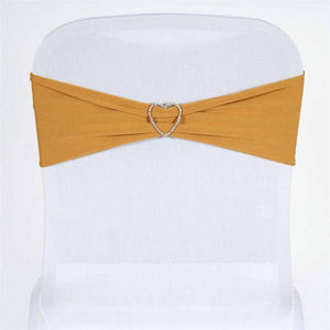 5 Pack Stretch Spandex Chair Sashes 5"x12" Gold - Two Ply Heavy Duty Fitted Chair Bands