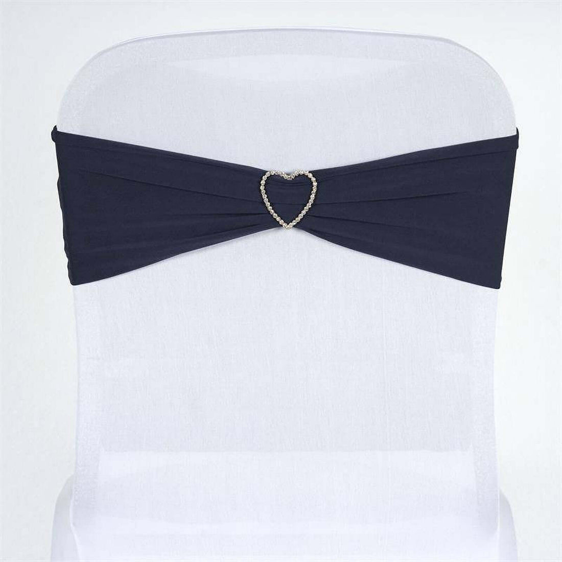 5 Pack Navy Blue Spandex Stretch Chair Sashes Bands Heavy Duty with Two Ply Spandex - 5x12inch