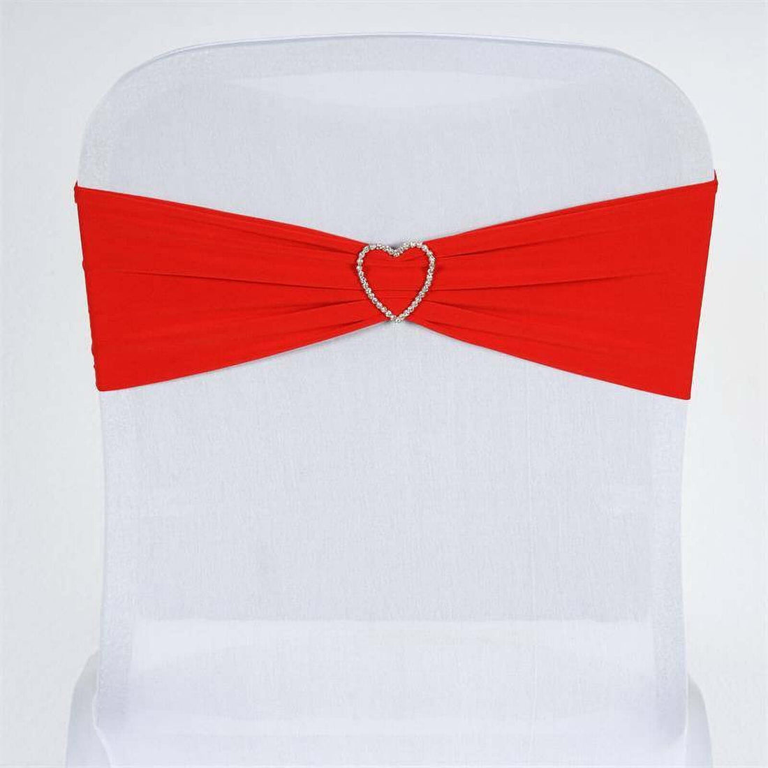 5 Pack Red Spandex Stretch Chair Sashes Bands Heavy Duty with Two Ply Spandex - 5x12inch
