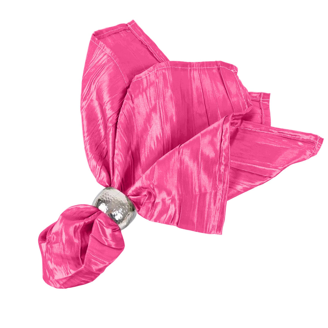 5 Pack Taffeta Napkins 20"x20" Fuchsia - Accordion Crinkle Cloth Napkins