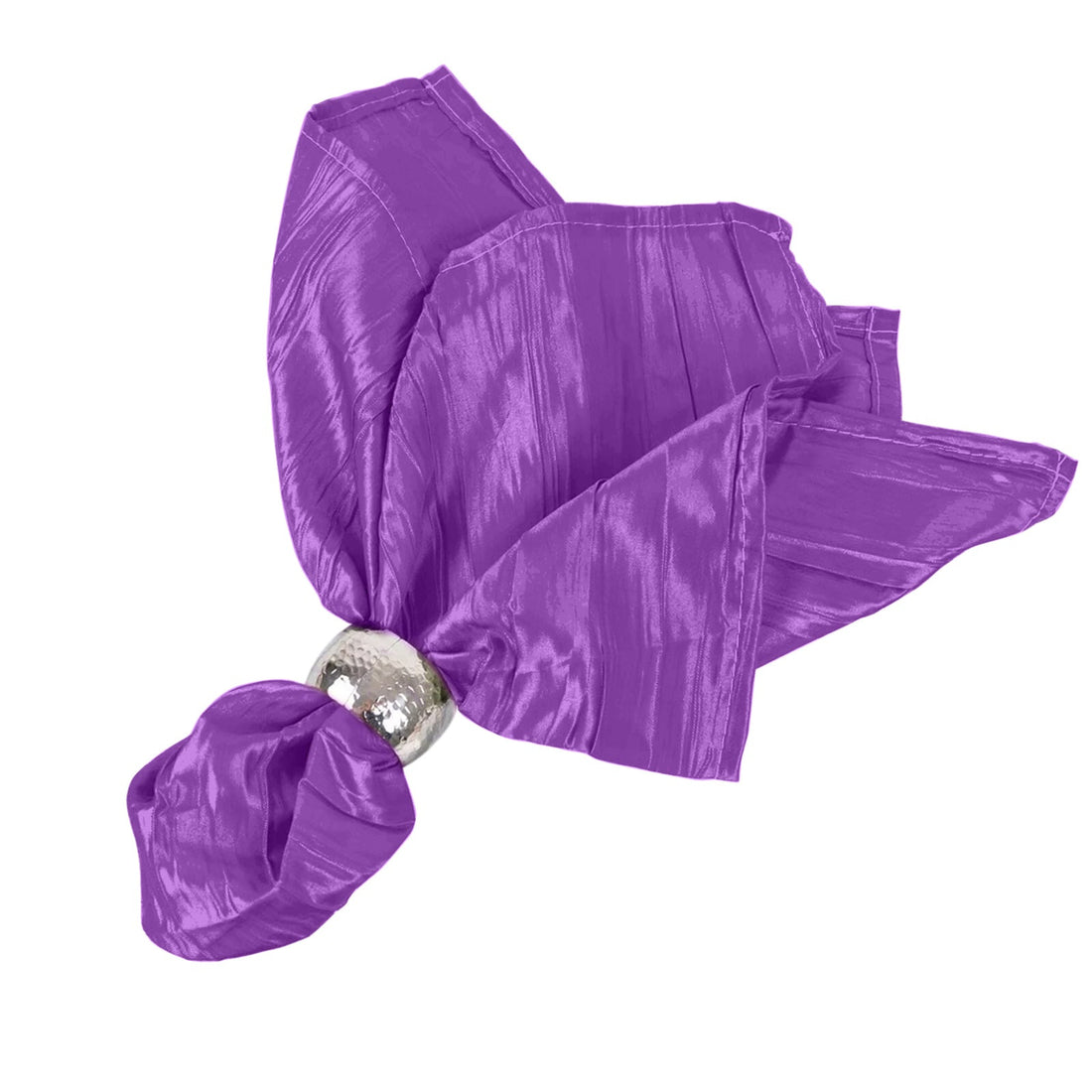 5 Pack Taffeta Napkins 20"x20" Purple - Accordion Crinkle Cloth Napkins