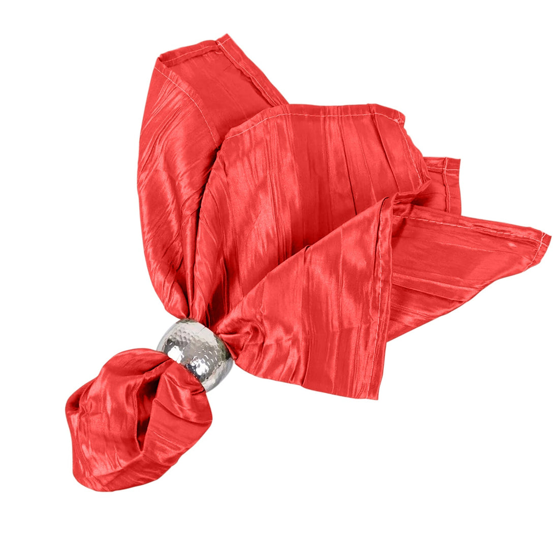 5 Pack Taffeta Napkins 20"x20" Red - Accordion Crinkle Cloth Napkins