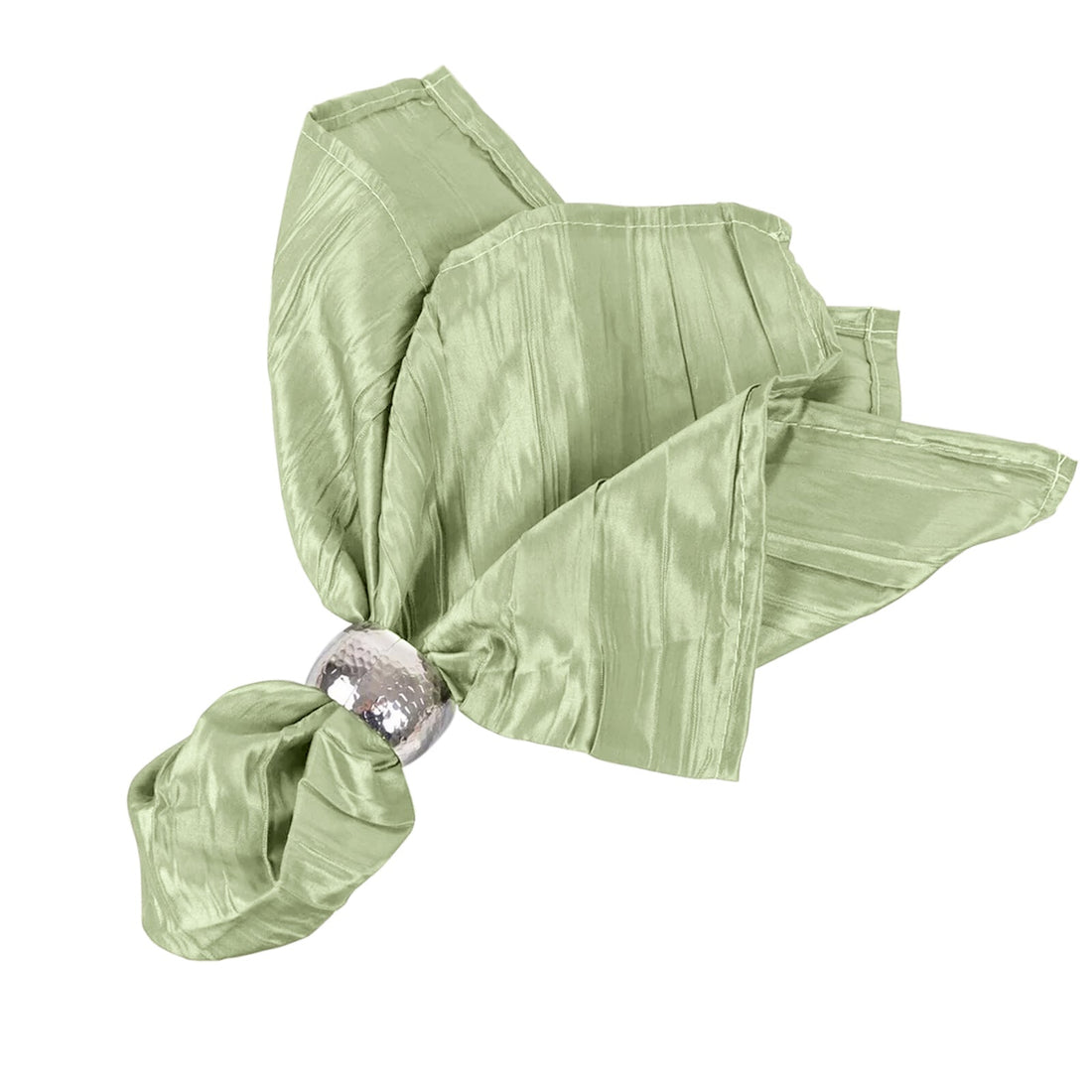 5 Pack Taffeta Napkins 20"x20" Sage Green - Accordion Crinkle Cloth Napkins