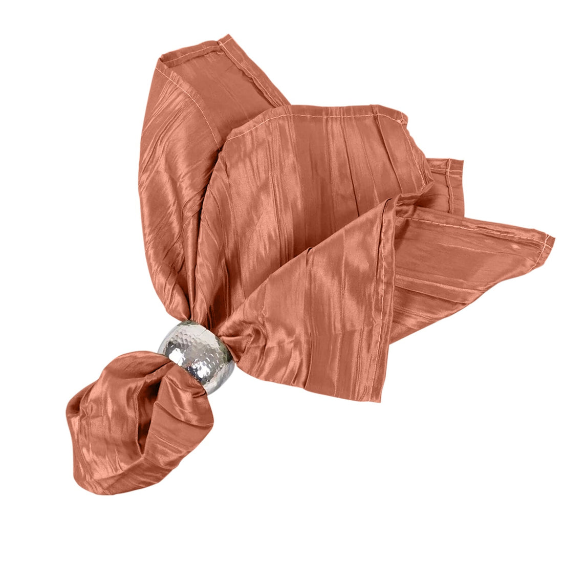 5 Pack Taffeta Napkins 20"x20" Terracotta (Rust) - Accordion Crinkle Cloth Napkins
