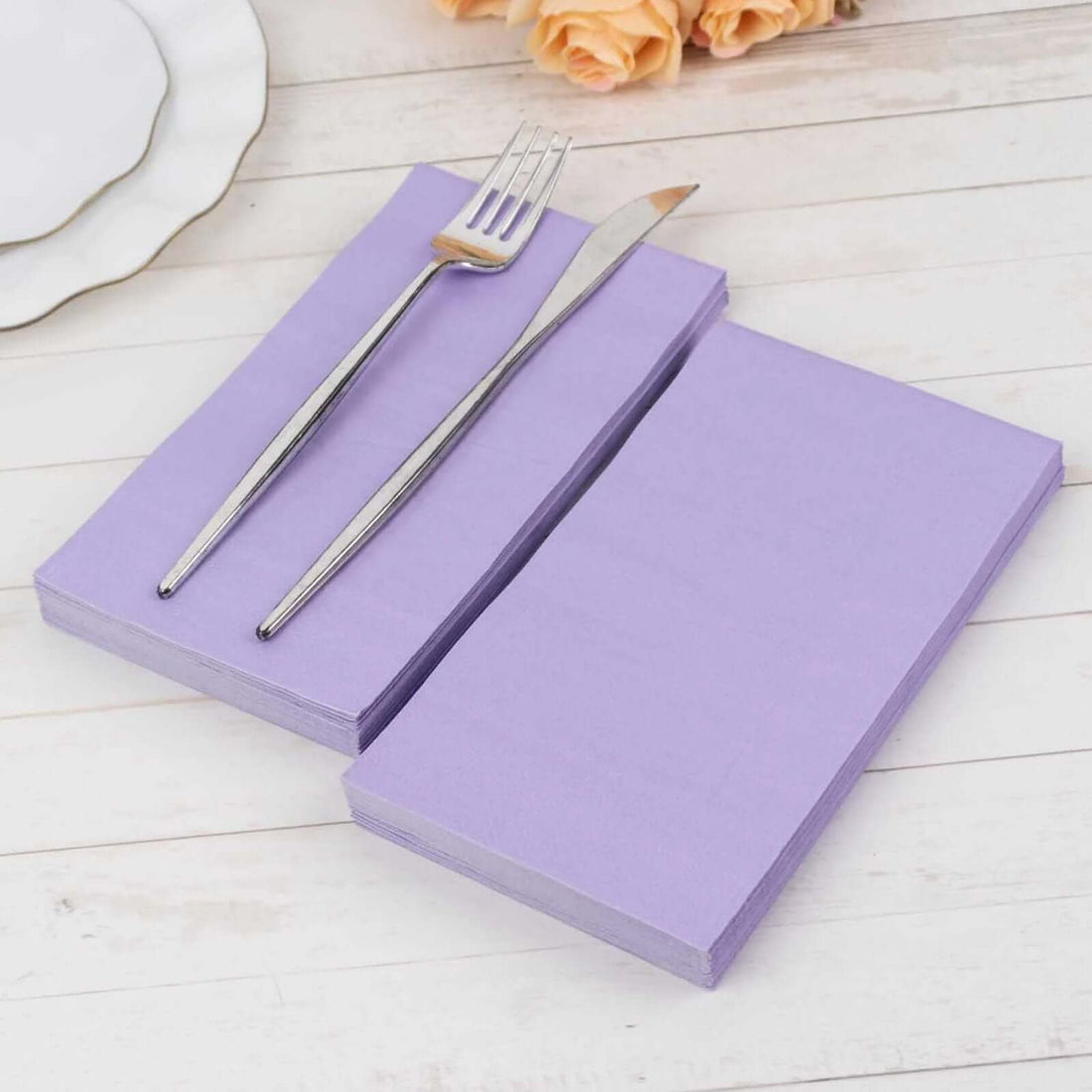 50 Pack 2 Ply Soft Lavender Dinner Paper Napkins, Disposable Wedding Reception Party Napkins