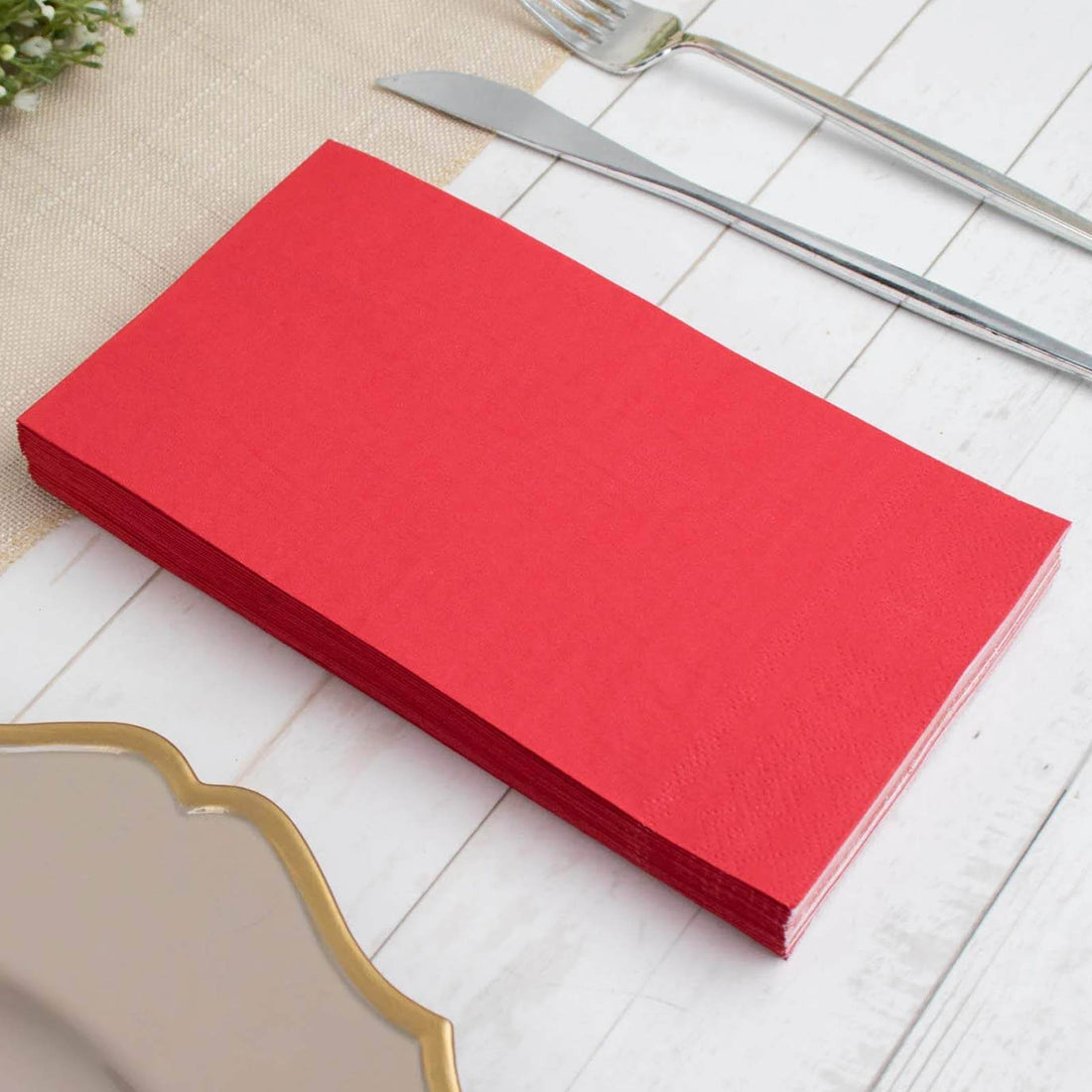 50 Pack | 2 Ply Soft Red Dinner Party Paper Napkins