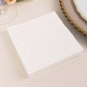 50-Pack Paper Beverage Napkins 2 Ply White 5"x5" - Soft Disposable Cocktail Napkins 18GSM