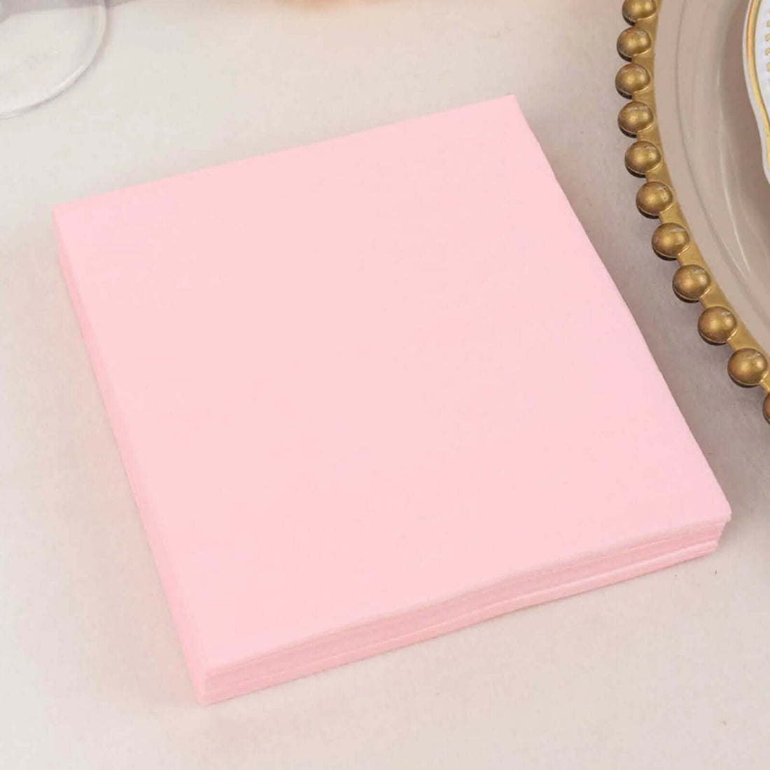 50 Pack Pink Soft 2-Ply Paper Beverage Napkins, Disposable Cocktail Napkins