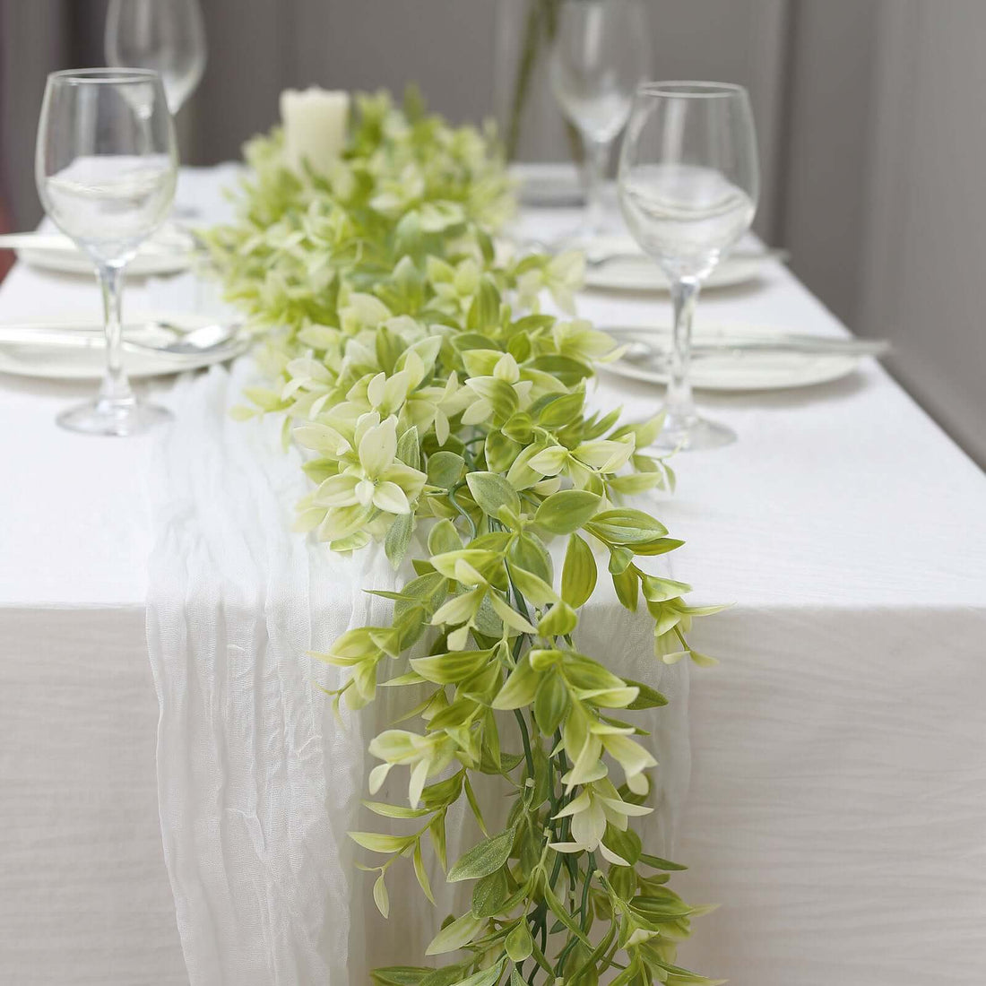 6.5 Feet Green Artificial Peperomia Tetragona Leaf Garland