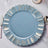 6 Pack | 13inch Round Dusty Blue Acrylic Plastic Charger Plates With Gold Brushed Wavy Scalloped Rim