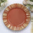 6 Pack Terracotta (Rust) Acrylic Plastic Charger Plates Gold Brushed Wavy Scalloped Rim