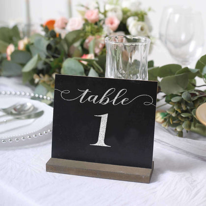 6-Pack Mini Table Chalkboard Signs 6", Rustic Wood Base Stands - Great for Place Cards and Event Decoration