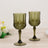 6-Pack Plastic Crystal Cut Wine Glasses 8oz, Dusty Sage Green - Shatterproof Cocktail Goblets