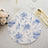 6 Pack White Blue Disposable Serving Trays with Chinoiserie Floral Print, 13inch Round Cardboard