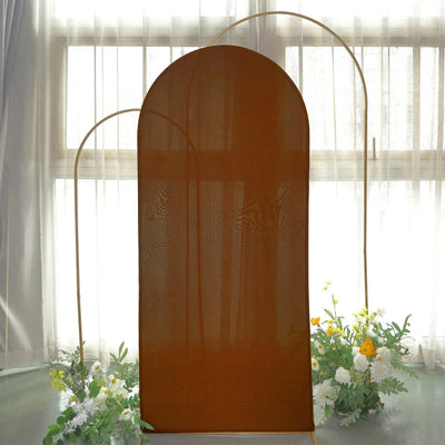 Cinnamon Brown Spandex Fitted Wedding Arch Cover For Round Top Chiara Backdrop Stand 6ft