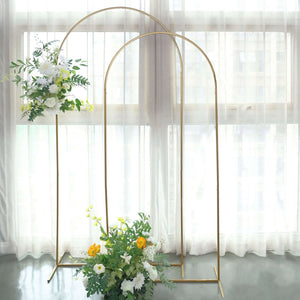 Gold Metal Wedding Arch Chiara Backdrop Stand Floral Display Frame With Round Top 6ft