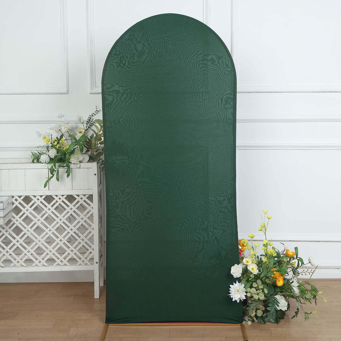 6ft Matte Hunter Emerald Green Spandex Fitted Wedding Arch Cover For Round Top Chiara Backdrop Stand