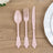 72 Pack Baroque Style Blush Plastic Silverware Set, Heavy Duty Disposable Forks