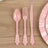 72 Pack Baroque Style Dusty Rose Plastic Silverware Set, Heavy Duty Disposable Forks