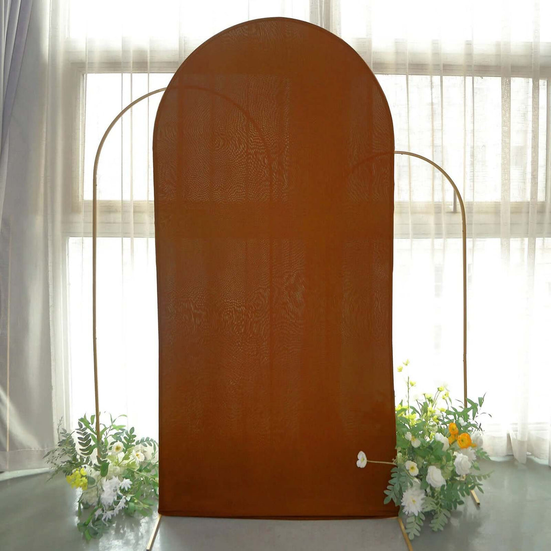 7ft Cinnamon Brown Spandex Fitted Wedding Arch Cover