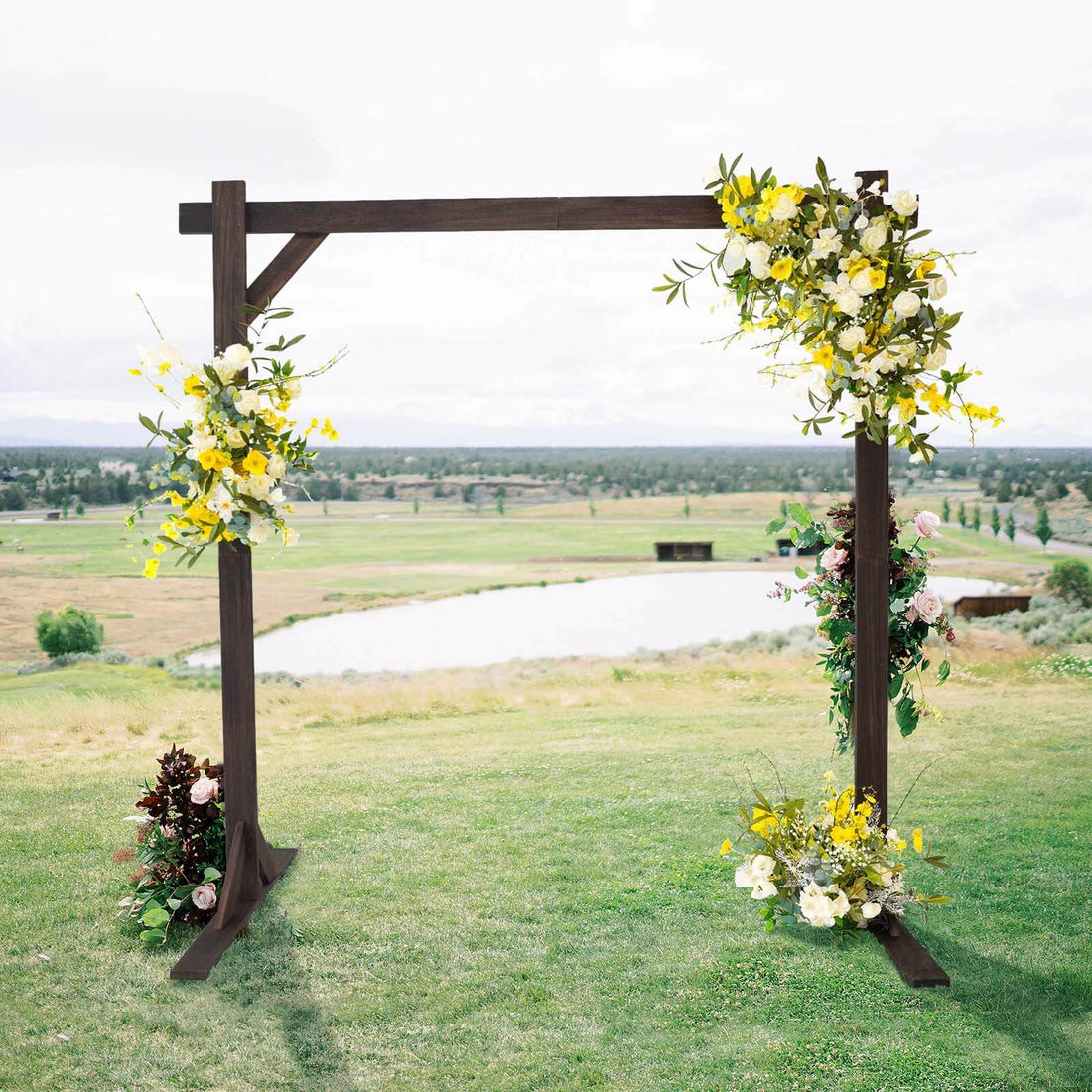 7ft Heavy Duty Wooden Square Frame Wedding Ceremony Backdrop Stand