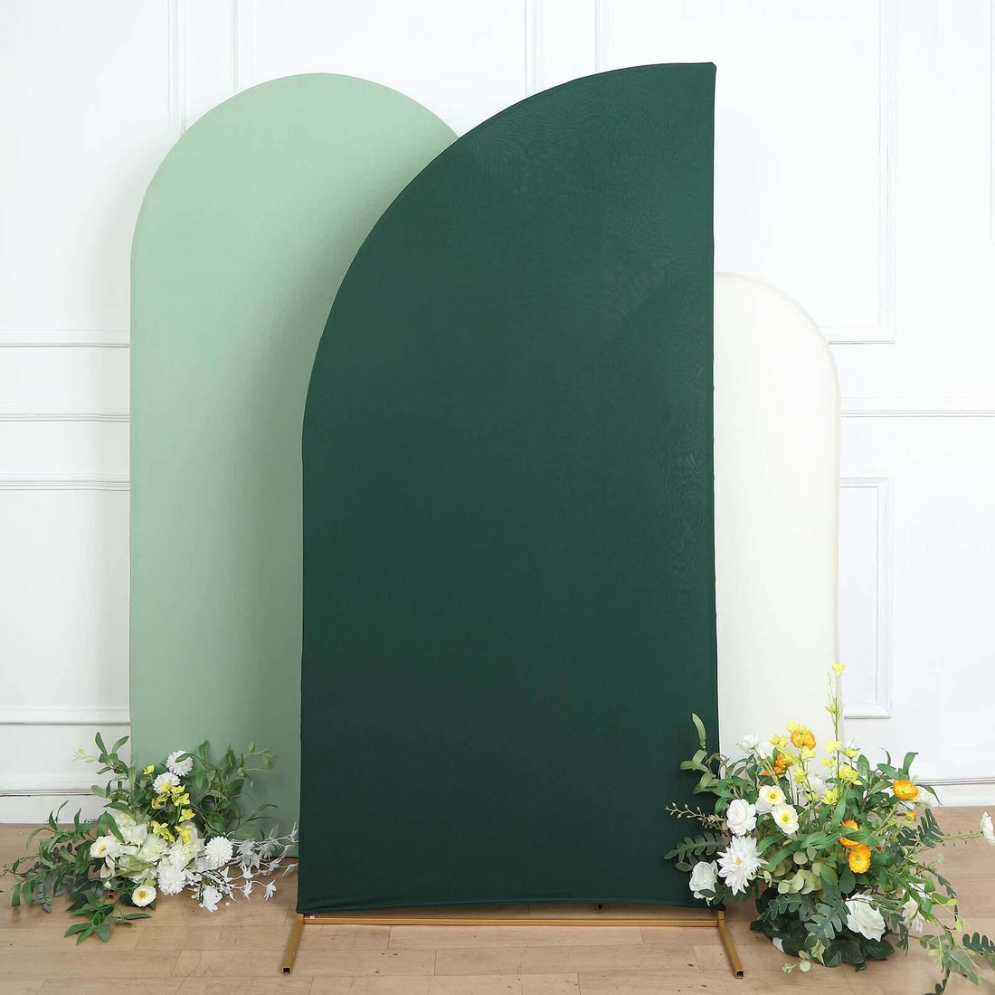 7ft Matte Hunter Emerald Green Fitted Spandex Half Moon Wedding Arch Cover