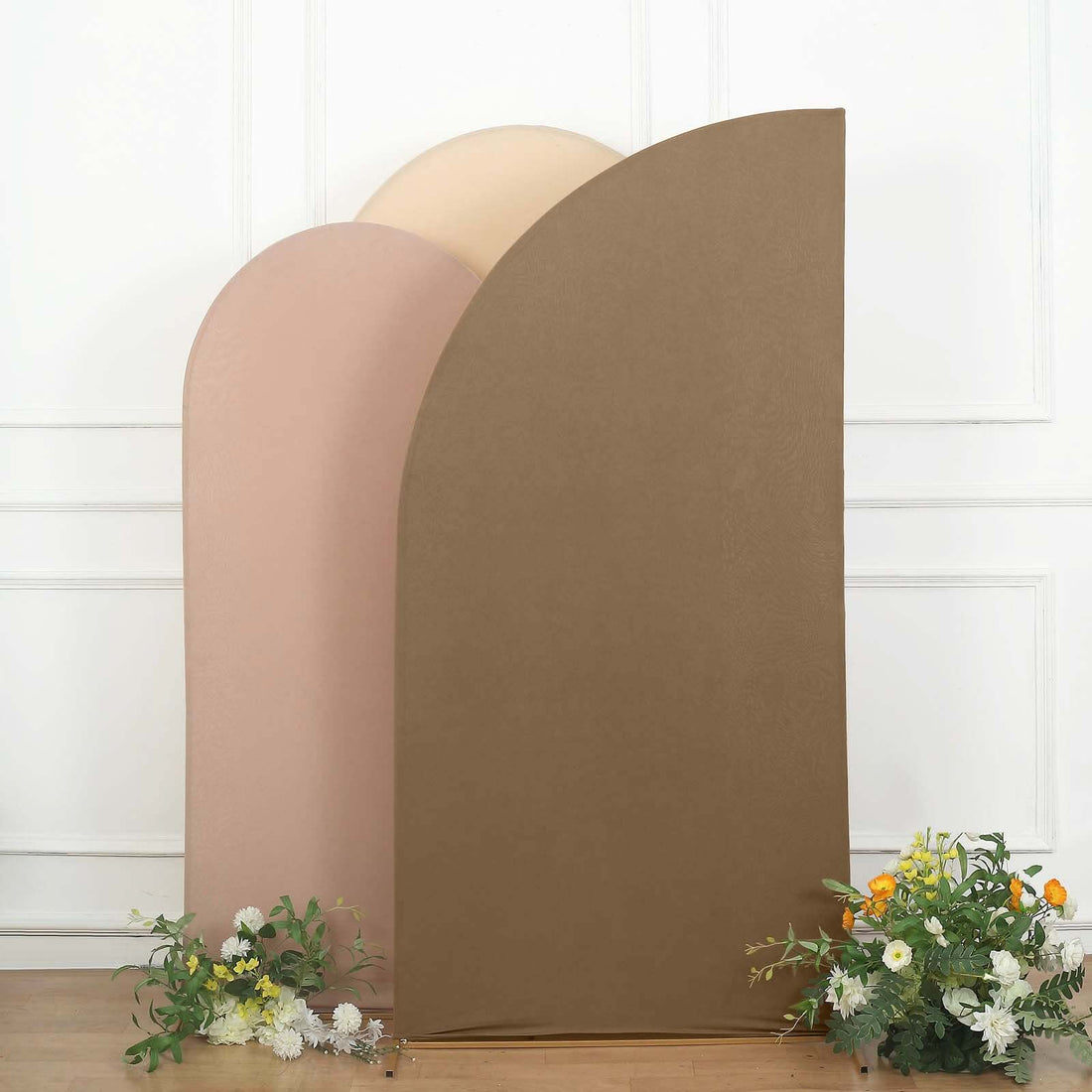 7ft Matte Taupe Fitted Spandex Half Moon Wedding Arch Cover