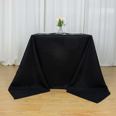 Premium Polyester Square Tablecloth 90"x90" Black - 220GSM Wrinkle-Resistant & Durable Table Cover