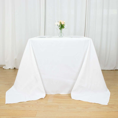 Premium Polyester Square Tablecloth 90"x90" White - 220GSM Wrinkle-Resistant and Durable Table Cover for Weddings & Special Occasions