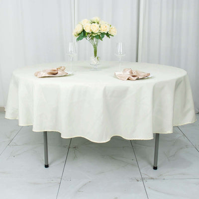 Premium Polyester Round Tablecloth 90" Ivory - 220GSM Wrinkle-Resistant & Durable Table Cover