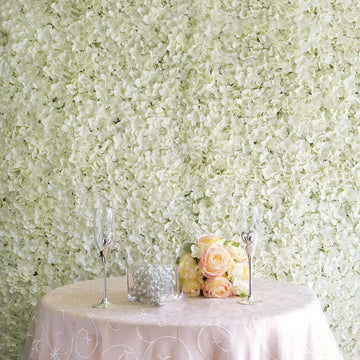 Cream UV Protected Hydrangea Flower Wall Mat Backdrop - 4 Artificial Panels 11 Sq ft.