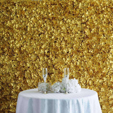 Gold UV Protected Hydrangea Flower Wall Mat Backdrop 4 Artificial Panels 11 Sq ft.