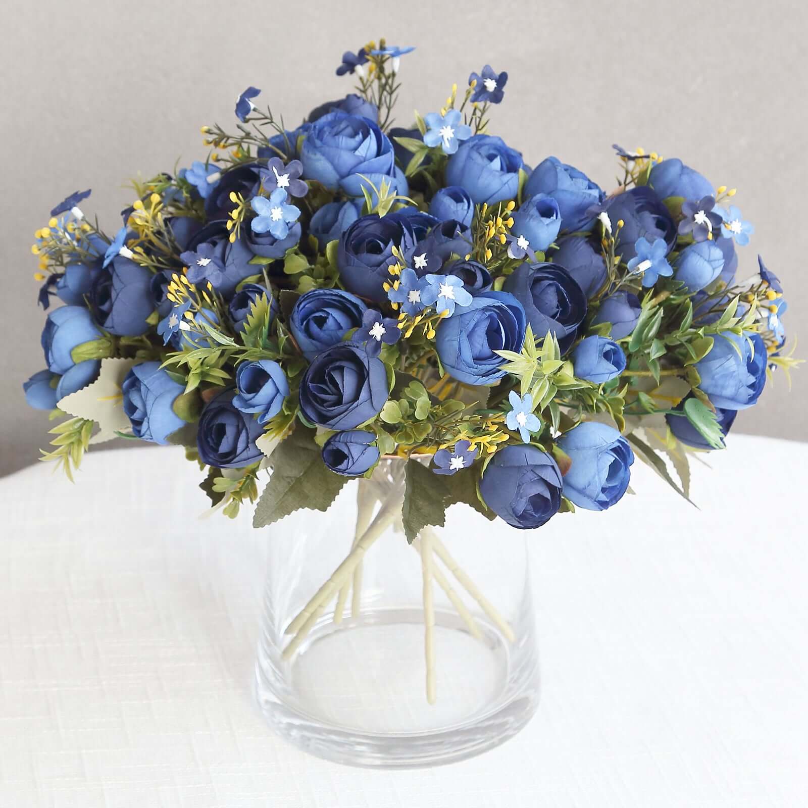 Artificial Navy Blue Ranunculus Bouquets | eFavormart.com