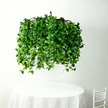 Green Artificial Ivy Leaves Hanging Flower Chandelier, Round Draping Eucalyptus Garland Vines Canopy