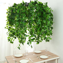 Green Artificial Ivy Leaves Hanging Flower Chandelier, Round Draping Eucalyptus Garland Vines Canopy