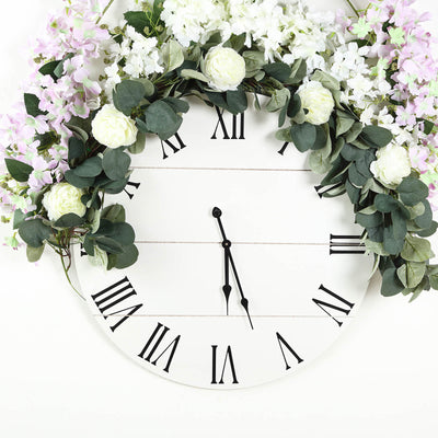 Green Artificial Eucalyptus Leaf, Ranunculus Flower Garland Vine 42"